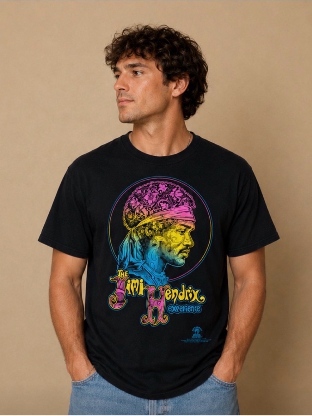 Black Jimi Hendrix Experience Graphic Tee — Vintage-Inspired Short Sleeve Shirt